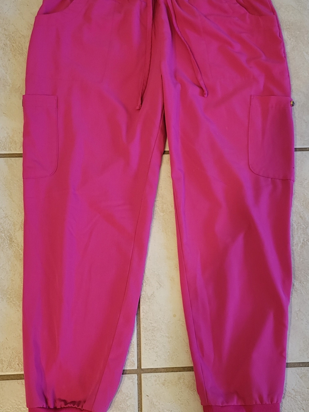 Betsey Johnson Hot Pink Scrub Cargo Jogger Pants
